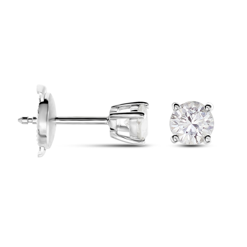 Boucles D'oreilles Puces Or Blanc Victoria Diamant - Clous d'oreilles Femme | Histoire d’Or