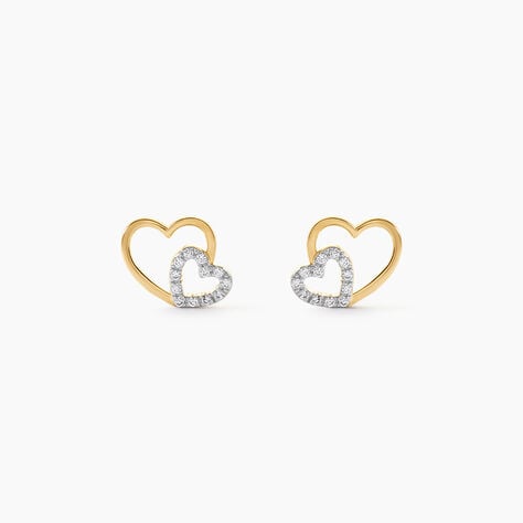 Boucles D'Oreilles Puces Marineta Argent Dor&eacute; A L'Or 750/1000 Oxyde De Zirconium - Clous d'oreilles  | Histoire d&rsquo;Or