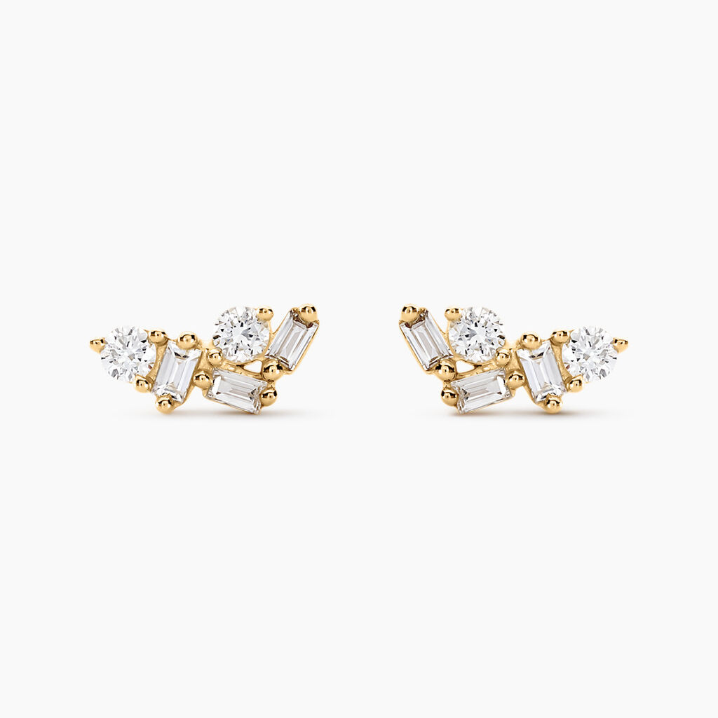 Boucles D'oreilles Puces Gemariah Or Jaune Diamant Synth&eacute;tique - Clous d'oreilles Femme | Histoire d&rsquo;Or