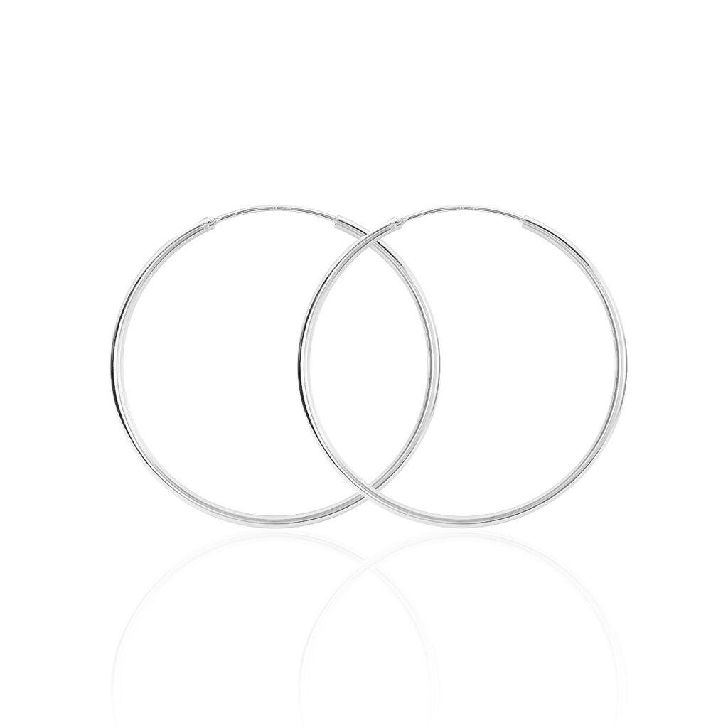 Créoles Argent Blanc Olympia - Boucles d'oreilles créoles Femme | Histoire d’Or