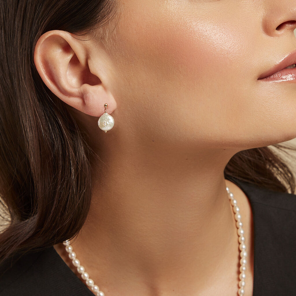 Boucles D'oreilles Pendantes Baroka Or Jaune Perle De Culture - Boucles d'oreilles pendantes Femme | Histoire d’Or