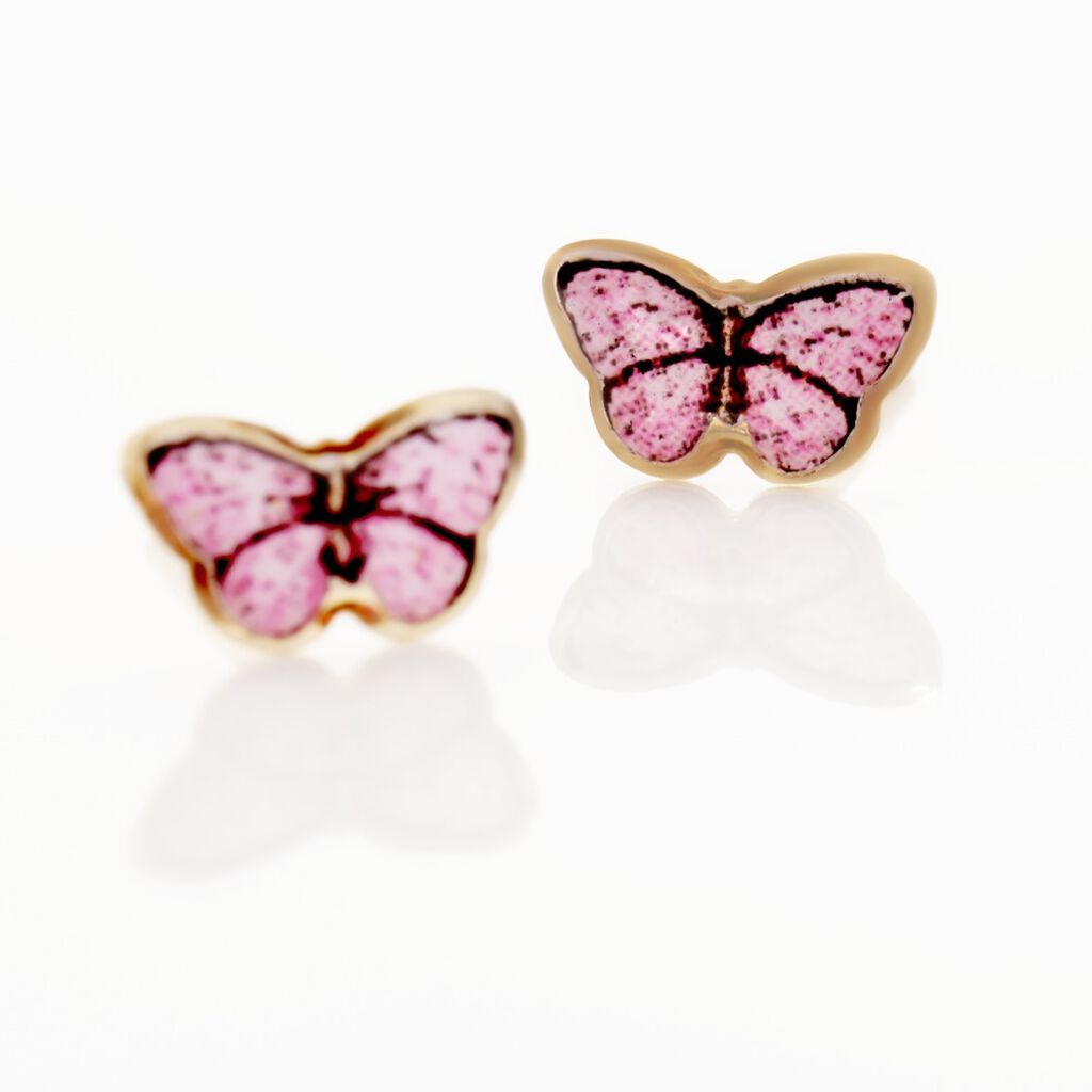 Boucles D'oreilles Puces Sulivia Papillon Or Jaune - Clous d'oreilles Enfant | Histoire d&rsquo;Or