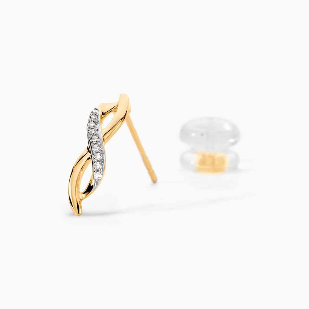 Boucles D'oreilles Puces Smina Or Jaune Diamant - Boucles d'oreilles pendantes Femme | Histoire d&rsquo;Or