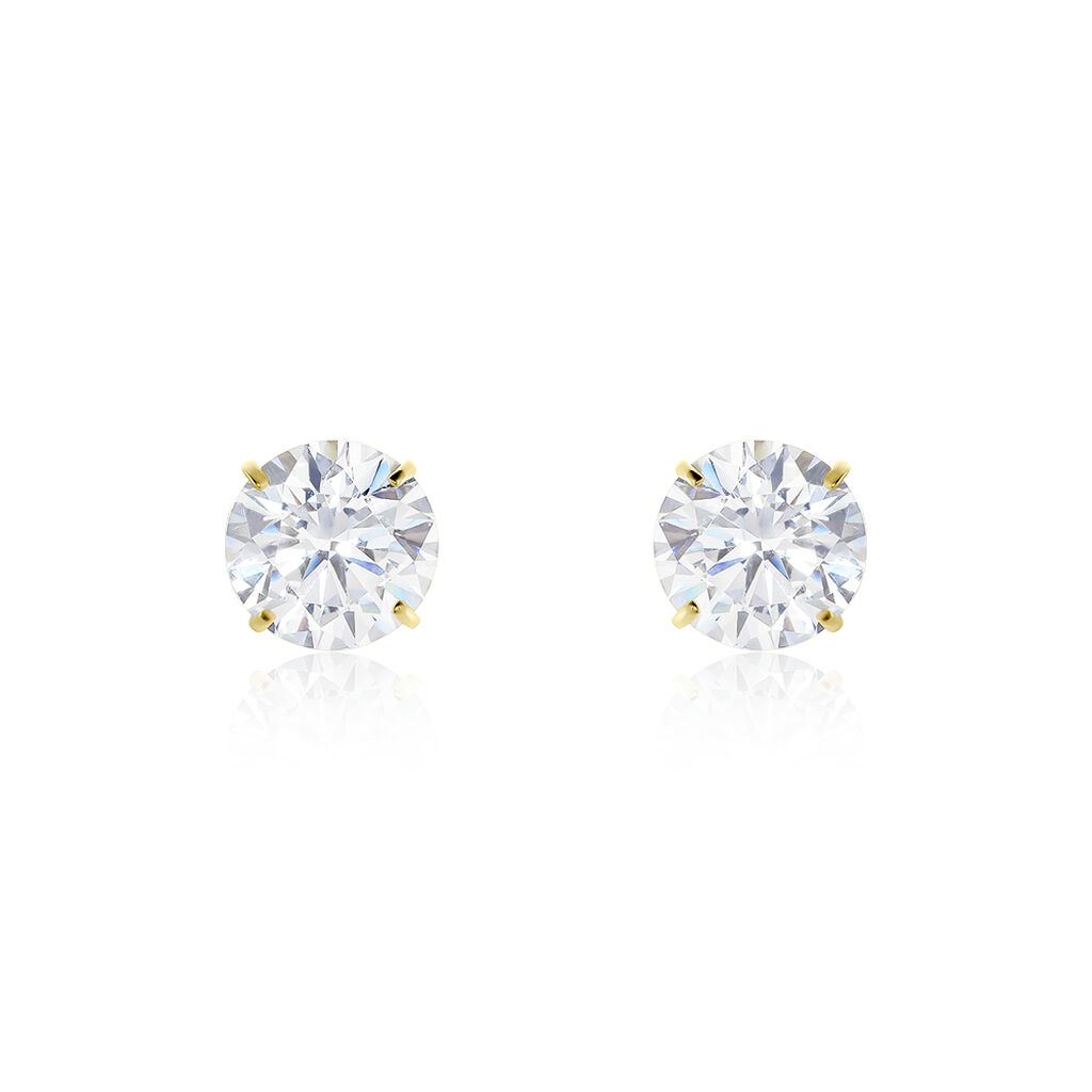 Boucles D'oreilles Puces Or Jaune Katherina Oxyde De Zirconium - Clous d'oreilles Femme | Histoire d’Or