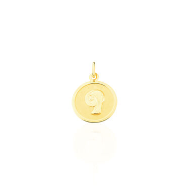 Authentique pendentif vintage plaqué or avec feuille de nacre