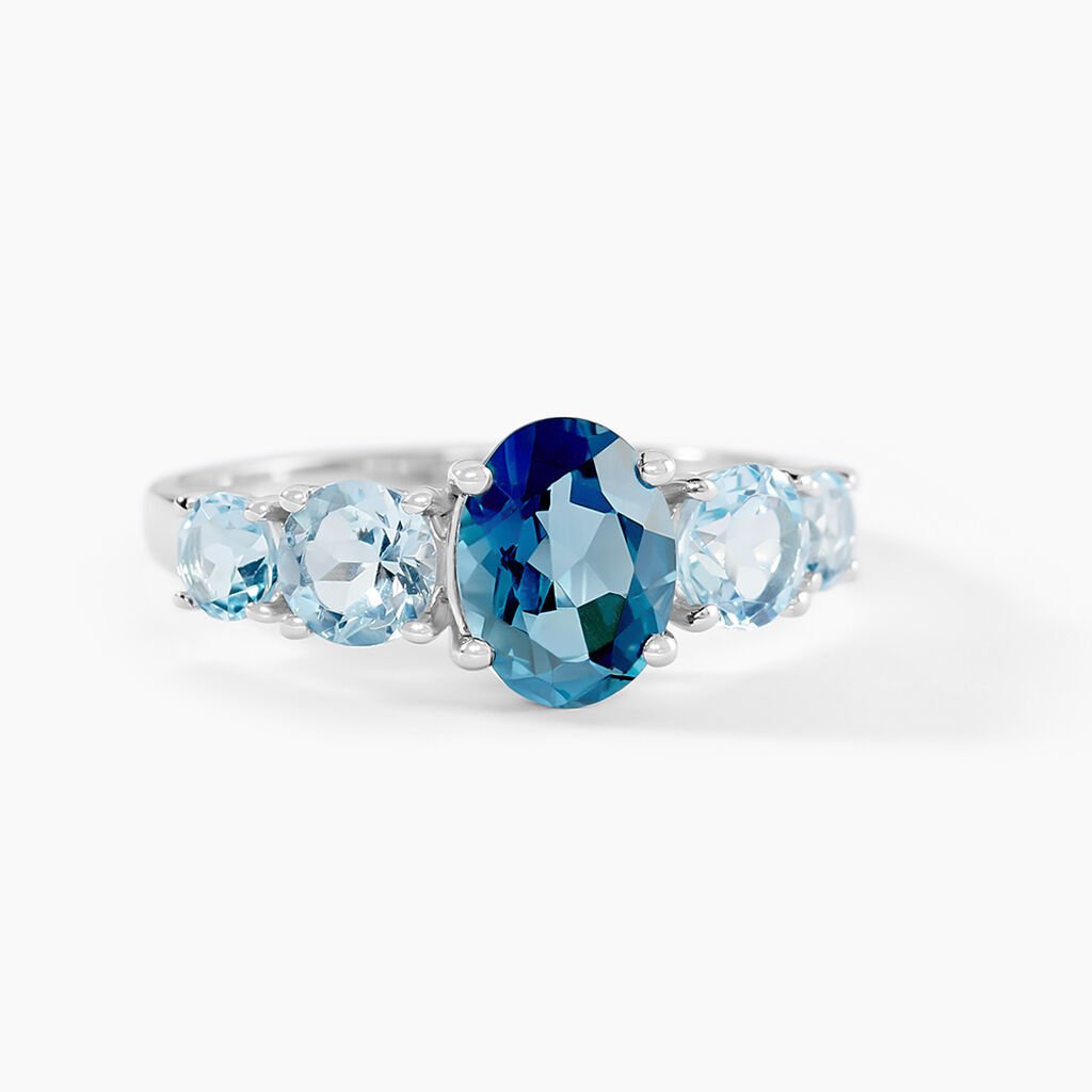 Bague Muna Or Blanc Topaze Bleu London Topaze Topaze - Bagues solitaires Femme | Histoire d&rsquo;Or