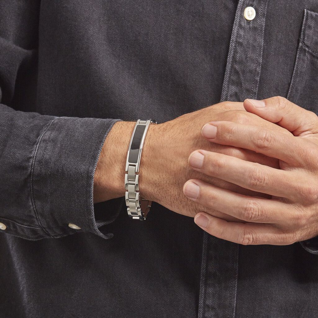 Bracelet Identité Acier Blanc Arvernus - Bracelets Homme | Histoire d’Or