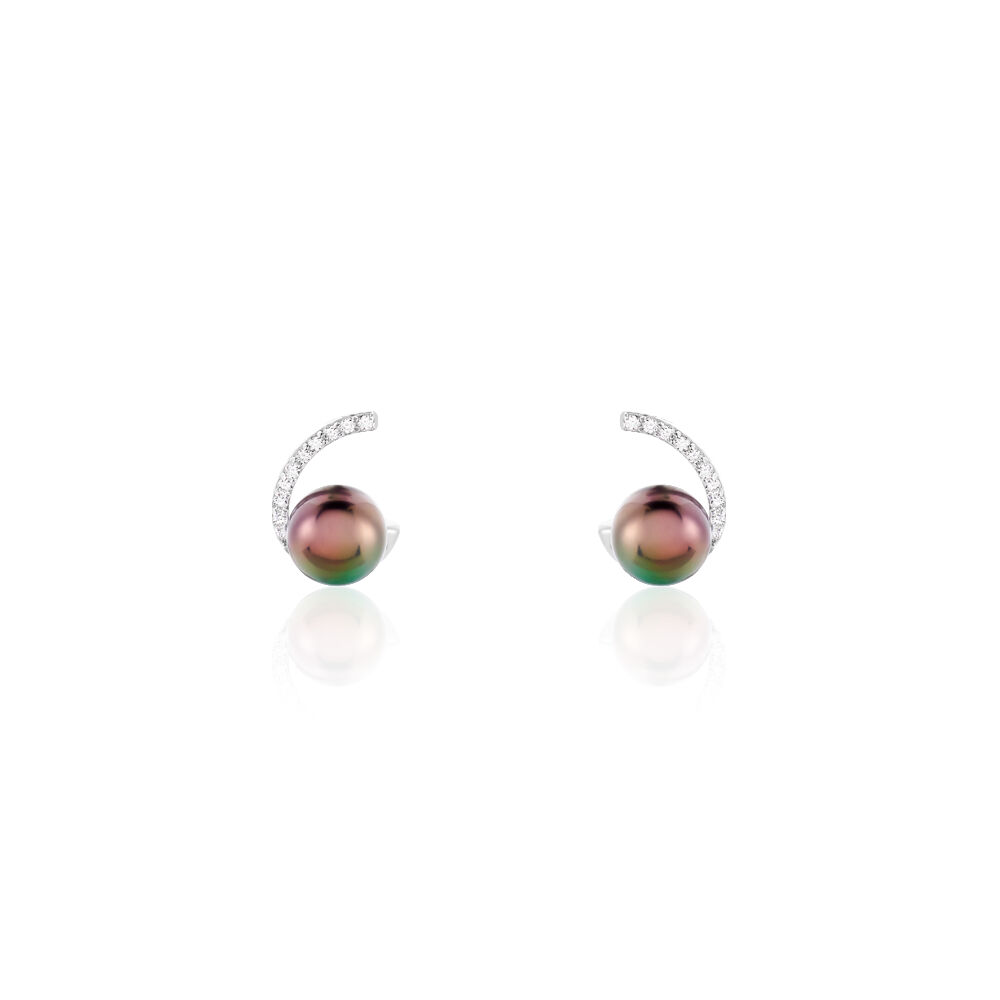 Boucles D'oreilles Percées Vintage Or Et Perle Blanche Avec Cristaux - Occasion Impeccable