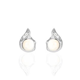 Boucles D'oreilles Puces Mellie Argent Blanc Perle De Culture - Boucles d'oreilles fantaisie Femme | Histoire d’Or