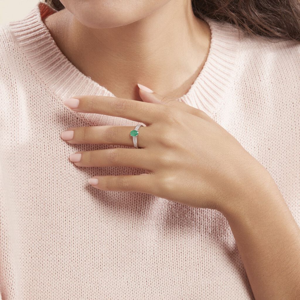 Bague Crista Or Blanc Emeraude Et Diamant - Bagues solitaires Femme | Histoire d’Or