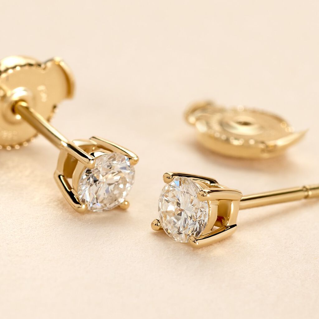 Boucles D'oreilles Puces Or Jaune Aphrodite Diamants - Clous d'oreilles Femme | Histoire d’Or