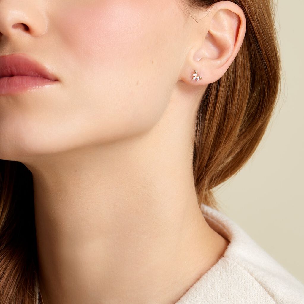 Boucles D'oreilles Puces Maralyn Or Jaune Oxyde De Zirconium - Clous d'oreilles Femme | Histoire d’Or