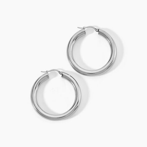 Cr&eacute;oles Amael Acier Blanc - Boucles d'oreilles cr&eacute;oles Femme | Histoire d&rsquo;Or