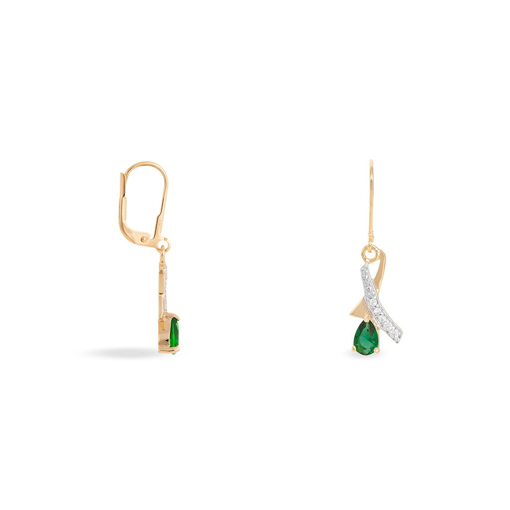 Boucles D'oreilles Pendantes Dyanah Plaque Or Pierre Et Oxyde - Boucles d'oreilles fantaisie Femme | Histoire d’Or