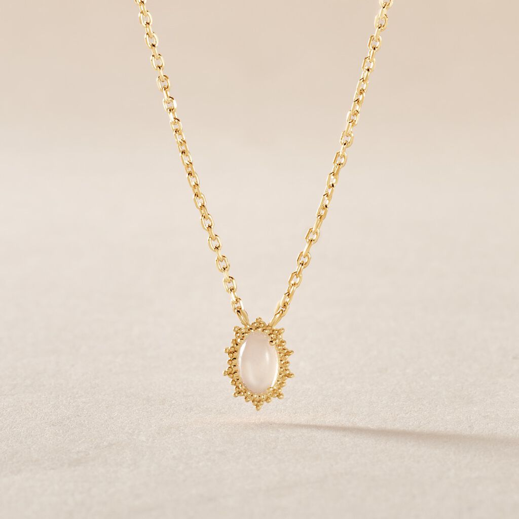 Collier Vintage Love Plaqu&eacute; Or Jaune Pierre De Lune - Colliers Femme | Histoire d&rsquo;Or