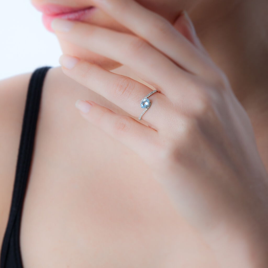 Bague Loriane Or Blanc Topaze Et Oxyde De Zirconium - Bagues solitaires Femme | Histoire d’Or