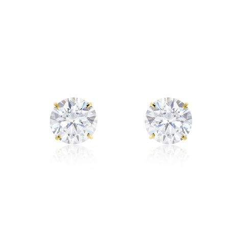 Boucles D'oreilles Puces Or Jaune Katherina Oxyde De Zirconium - Clous d'oreilles Femme | Histoire d’Or