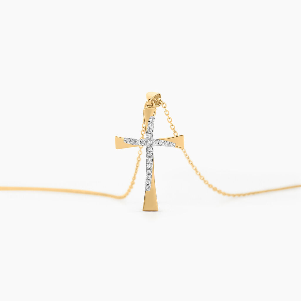 Collier Canice Croix Or Jaune Diamant - Colliers Femme | Histoire d’Or