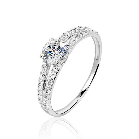 Bague Fina Or Blanc Oxyde De Zirconium - Bagues solitaires Femme | Histoire d’Or