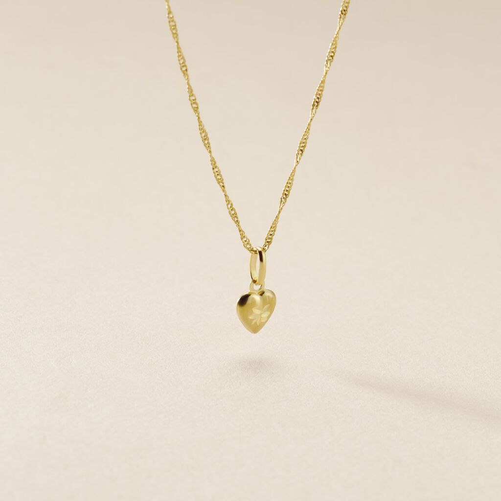 Pendentif Eudocie Coeur Mat Et Brillant Or Jaune - Pendentifs Famille | Histoire d’Or