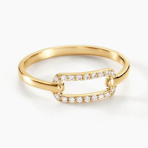Bague Graphic Lines Or Jaune Oxyde De Zirconium - Bagues avec pierre Femme | Histoire d&rsquo;Or