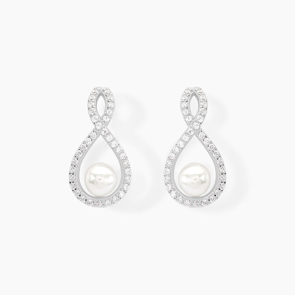 Boucles D'oreilles Pendantes Saja Argent  Perle De Culture Et Oxyde - Boucles d'oreilles fantaisie Femme | Histoire d&rsquo;Or