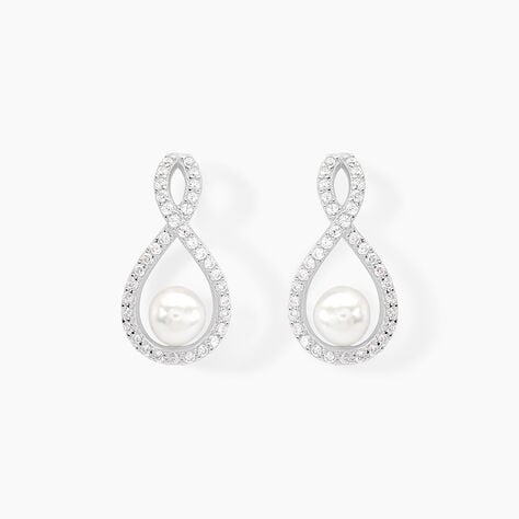 Boucles D'oreilles Pendantes Saja Argent  Perle De Culture Et Oxyde - Boucles d'oreilles fantaisie Femme | Histoire d&rsquo;Or