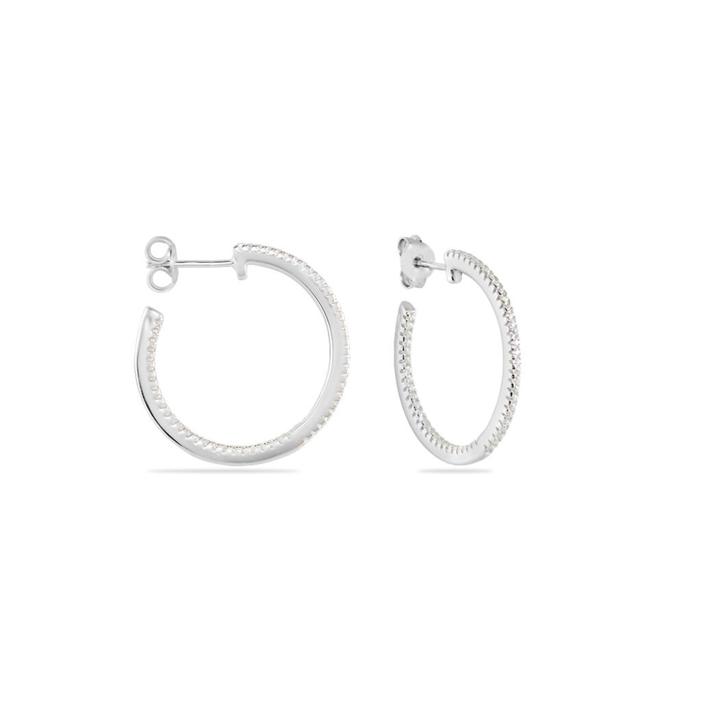 Cr&eacute;oles Argent Django Oxydes De Zirconium - Boucles d'oreilles cr&eacute;oles Femme | Histoire d&rsquo;Or