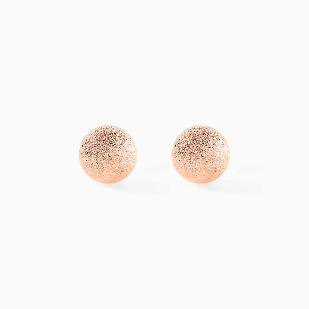 Boucles D'oreilles Puces Fidelia Boule Sablee Or Rose - Clous d'oreilles Femme | Histoire d&rsquo;Or