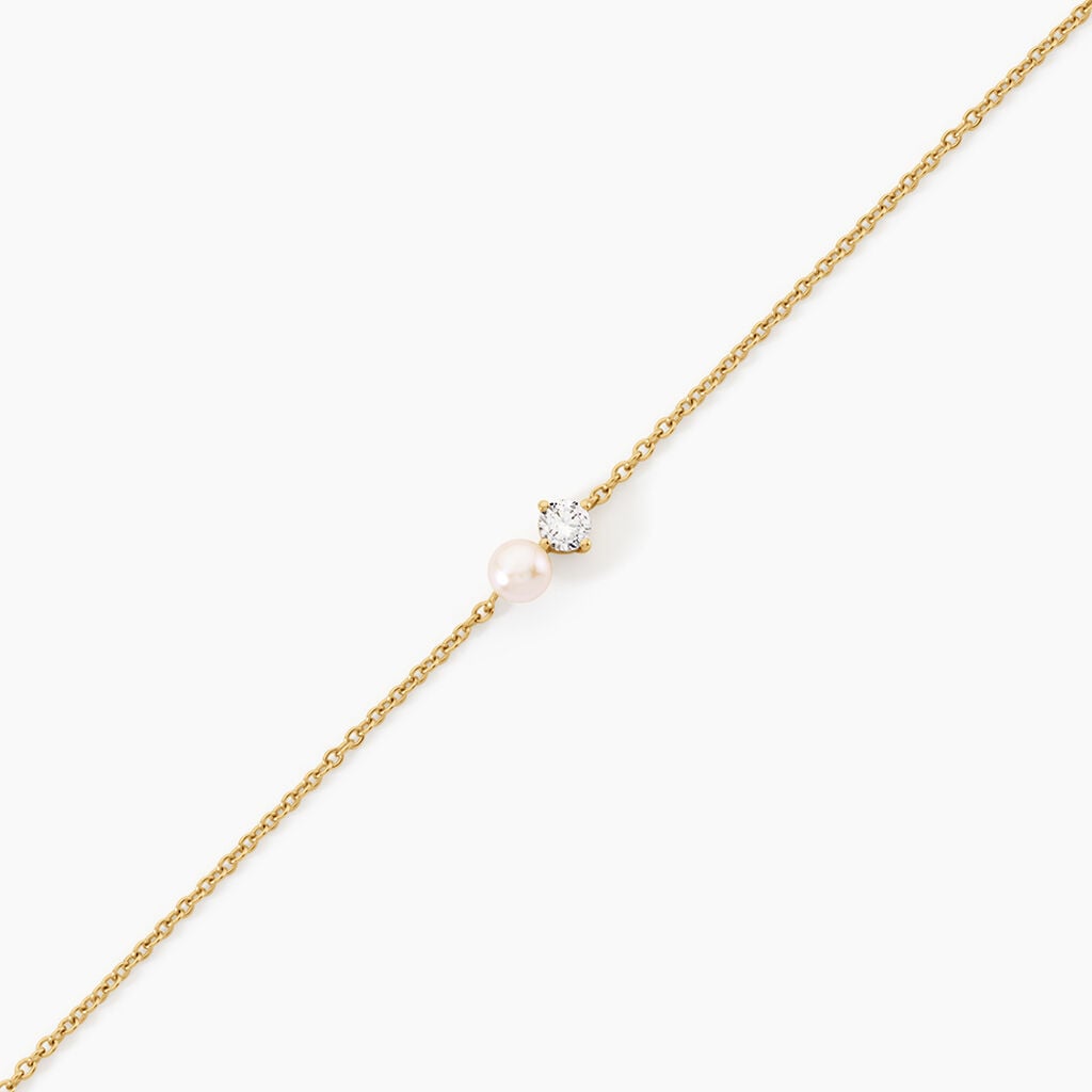 Bracelet Riita Argent Dor&eacute; A L'Or 750/1000 Perle De Culture Oxyde De Zirconium - Bracelets Femme | Histoire d&rsquo;Or