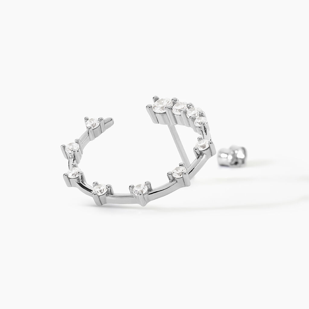 Boucles D'Oreilles Puces Cascade Argent Blanc Oxyde De Zirconium - Boucles d'oreilles fantaisie Femme | Histoire d&rsquo;Or