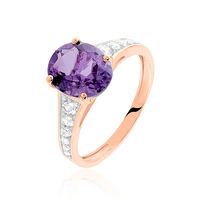 Bague Marie-camille Or Rose Amethyste Et Oxyde De Zirconium