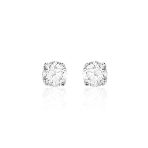 Boucles D'oreilles Or Blanc Victoria Puces Diamants - Clous d'oreilles Femme | Histoire d&rsquo;Or