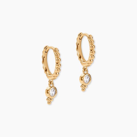 Cr&eacute;oles Thalea Plaque Or Jaune Oxyde De Zirconium - Boucles d'oreilles cr&eacute;oles Femme | Histoire d&rsquo;Or