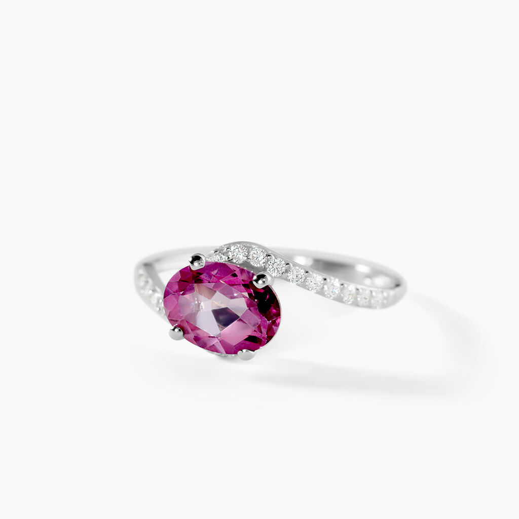 Bague Loriane Or Blanc Topaze Et Oxyde De Zirconium - Bagues solitaires Femme | Histoire d&rsquo;Or