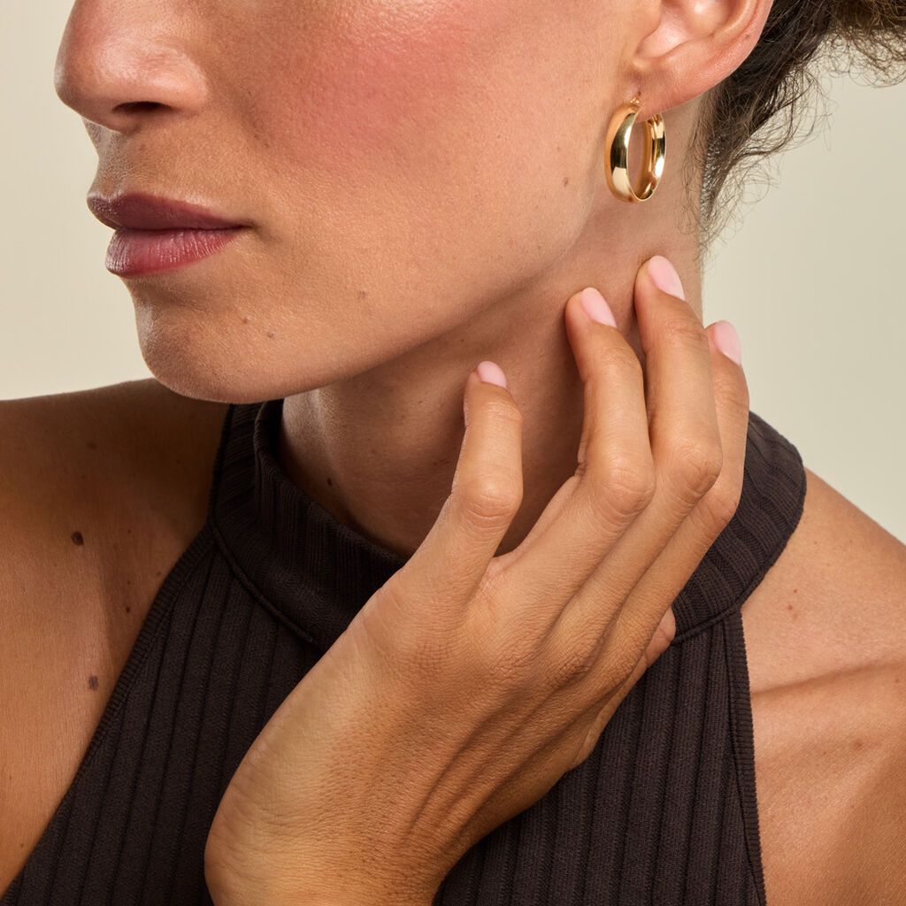 Cr&eacute;oles Terezia Argent Dor&eacute; A L'Or 750/1000 - Boucles d'oreilles cr&eacute;oles Femme | Histoire d&rsquo;Or