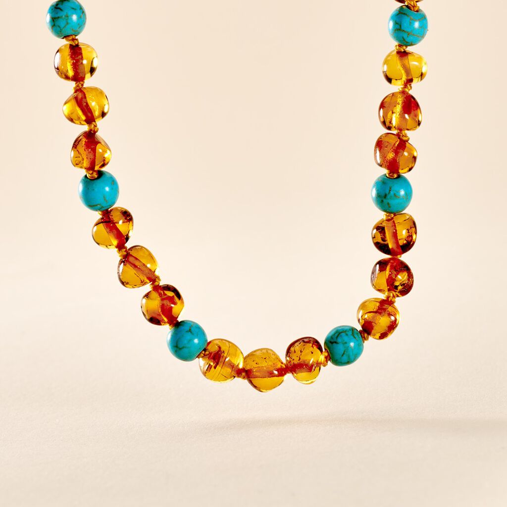 Collier Bébé Morrell Ambre Turquoise - Colliers Enfant | Histoire d’Or