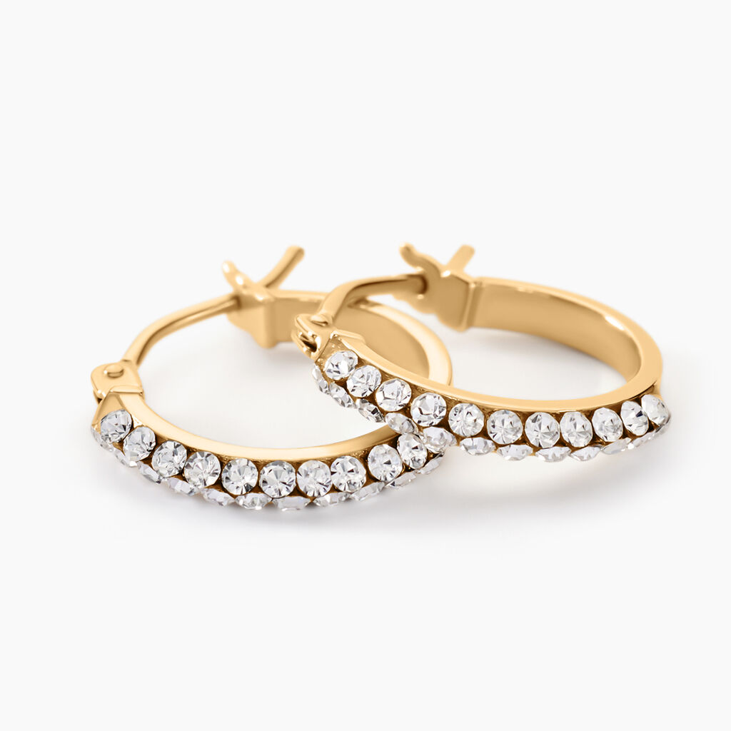Créoles Sandrine Or Jaune Strass - Boucles d'oreilles créoles Femme | Histoire d’Or