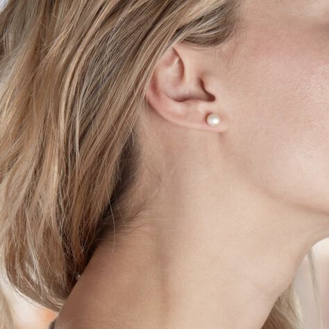 Boucles D'oreilles Puces Kesya Nacres Bouton Or Jaune Perle De Culture - Clous d'oreilles Femme | Histoire d’Or