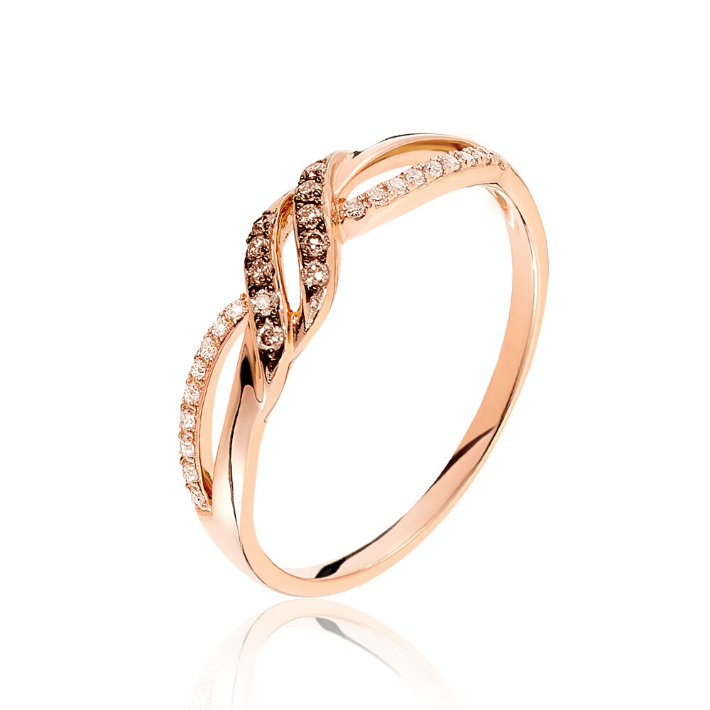 Bague Or Rose 750/1000 Précieuse Armure Diamant 2,75ct