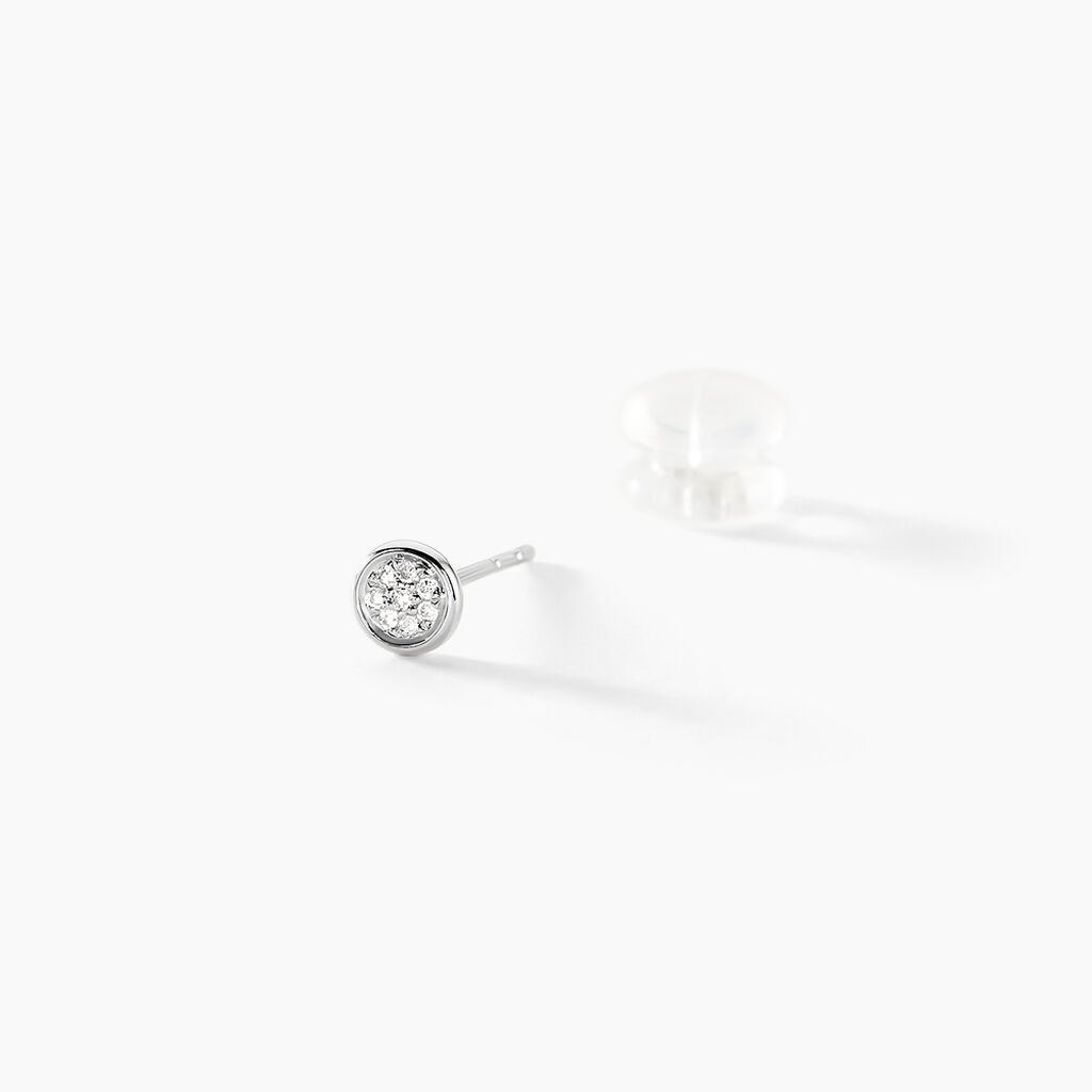 Boucles D'oreilles Puces Violanda Or Blanc Diamant - Clous d'oreilles Femme | Histoire d’Or