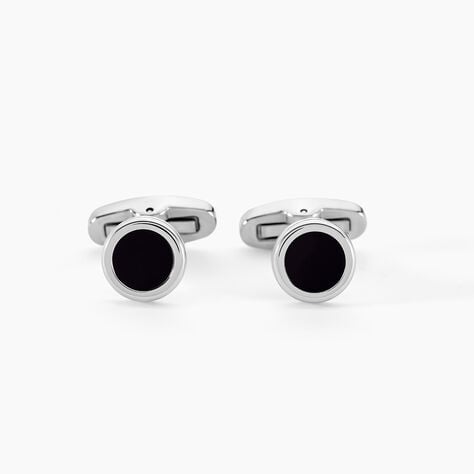 Boutons De Manchettes Jourdan Athos Acier Argenté Onyx - Les jours précieux jusqu'à -50% Homme | Histoire d’Or