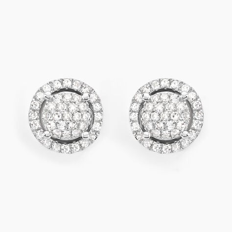 Boucles D'oreilles Puces Soleil D'hiver Or Blanc Diamant - Clous d'oreilles Femme | Histoire d’Or