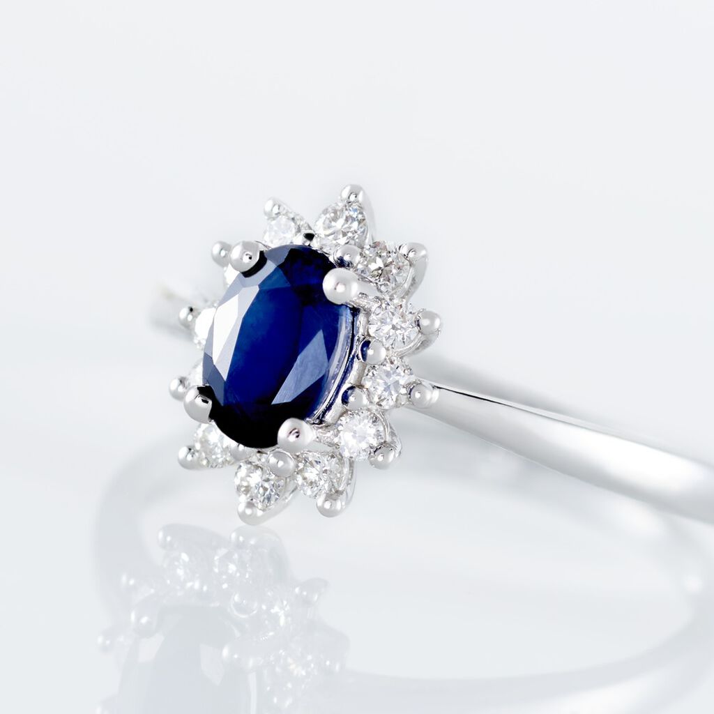 Bague Or Blanc Vladimir  Saphir Diamants - Bagues solitaires Femme | Histoire d’Or