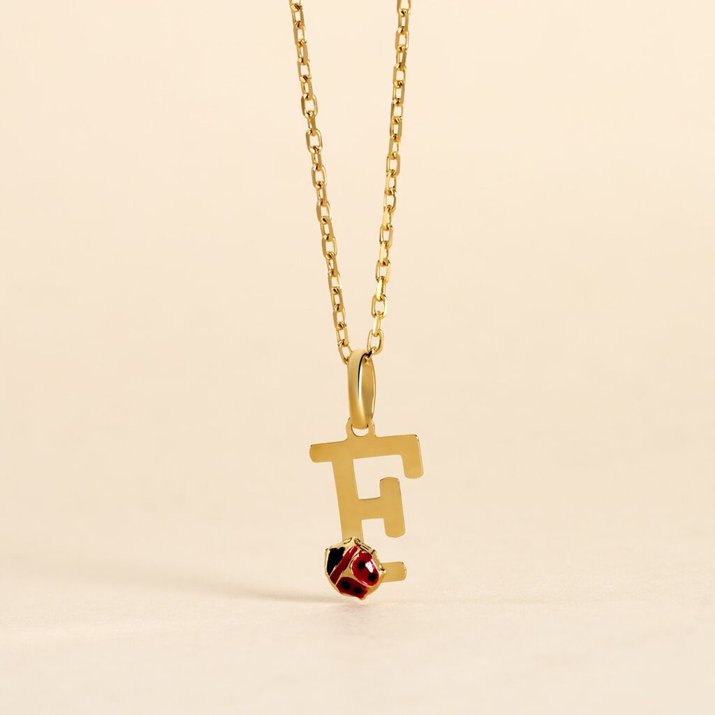 Pendentif Helidie Coccinelle Lettre Or Jaune - Pendentifs Enfant | Histoire d&rsquo;Or
