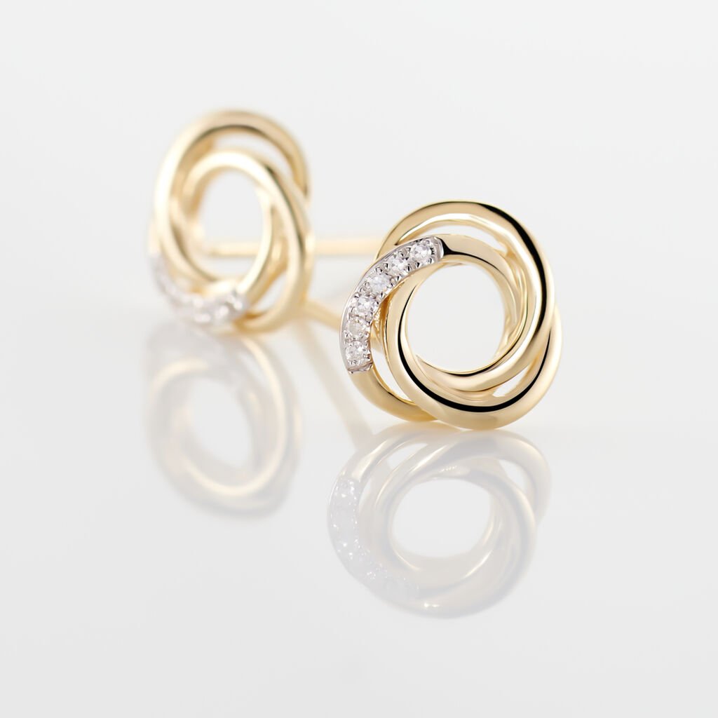 Boucles D'oreilles Puces Syrena Or Jaune Diamant - Boucles d'oreilles pendantes Femme | Histoire d’Or