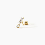 Boucles D'Oreilles Puces Helena Argent Dor&eacute; A L'Or 750/1000 Perle De Culture Oxyde De Zirconium - Clous d'oreilles Femme | Histoire d&rsquo;Or