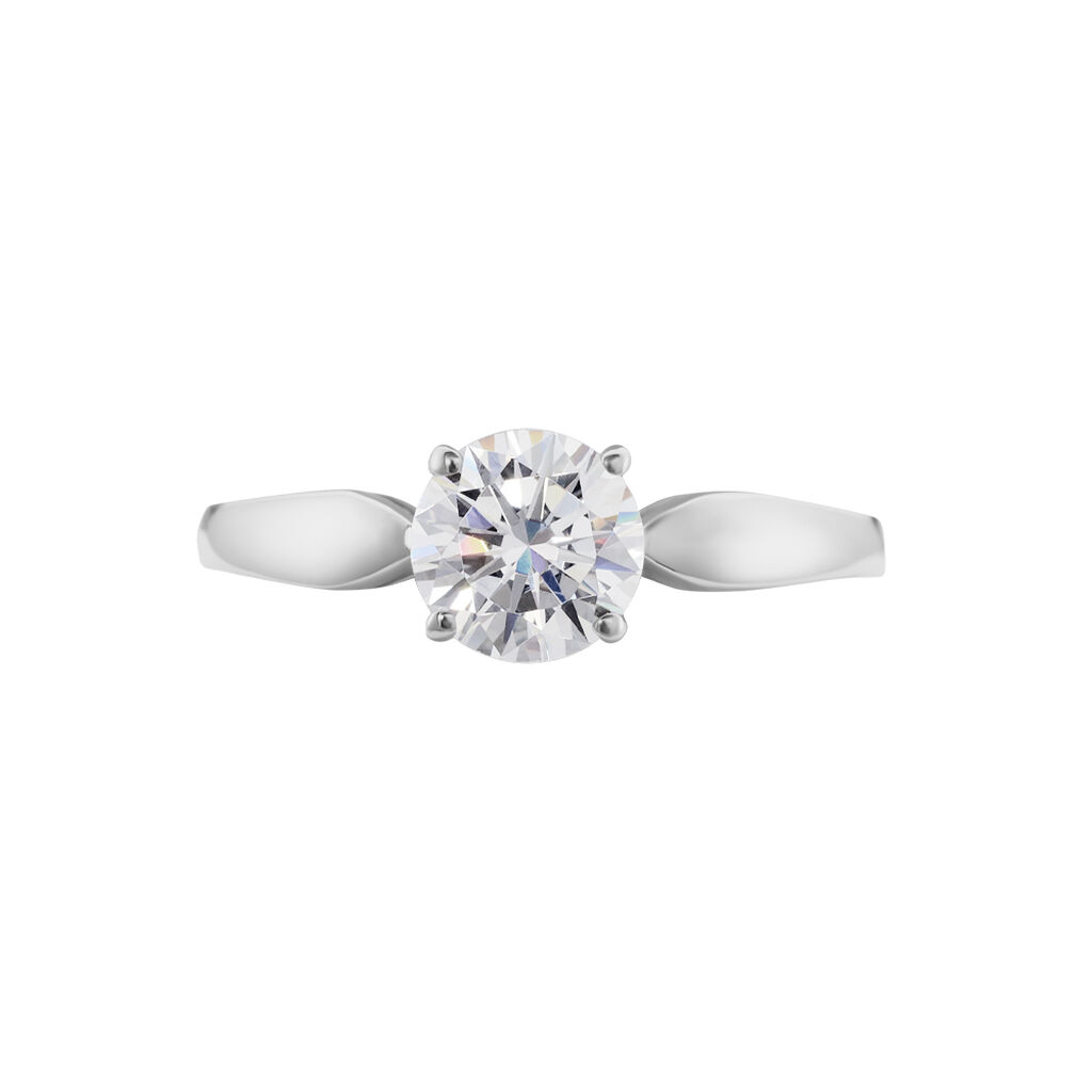 Bague Solitaire Or Blanc Caharus Oxyde De Zirconium - Bagues solitaires Femme | Histoire d’Or