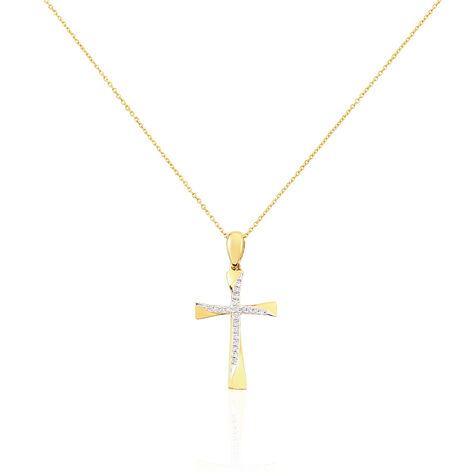 Collier Canice Croix Or Jaune Diamant - Colliers Femme | Histoire d’Or