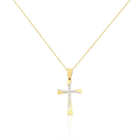 Collier Canice Croix Or Jaune Diamant - Colliers Femme | Histoire d’Or